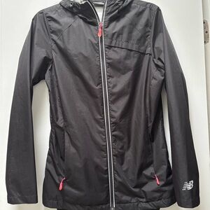 New Balance Women's Black Windbreaker Utility Jacket with Hot Pink Accents